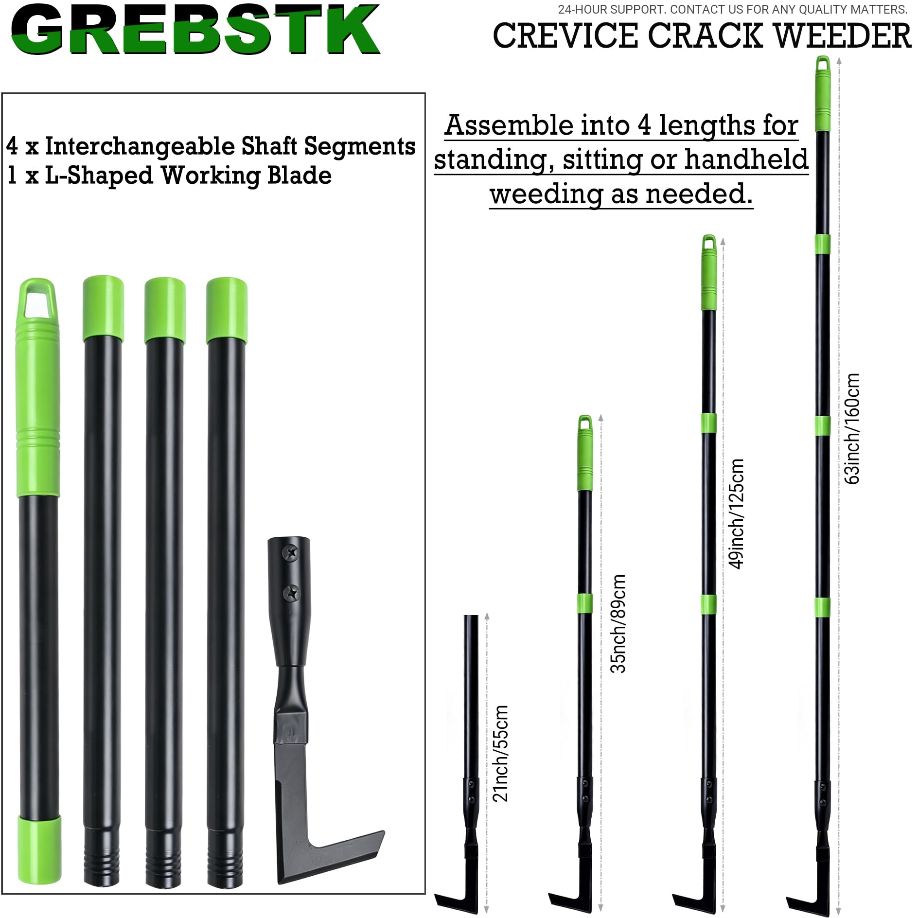 GREBSTK montaje de segmentos, ensamblaje rápido sin herramientas para ajustar longitud
