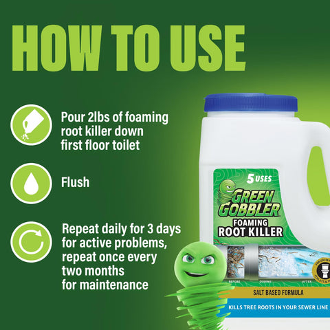 Green Gobbler etiqueta con instrucciones claras para uso seguro