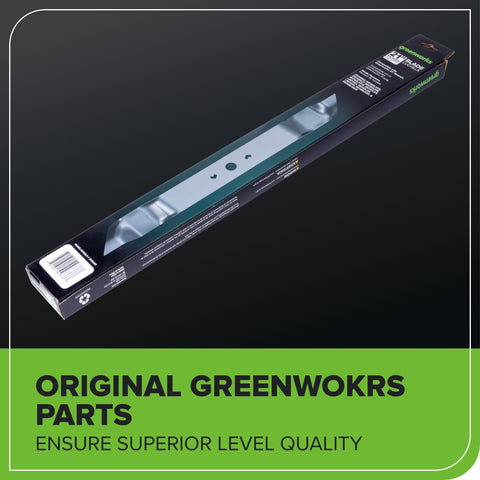 Greenworks cuchilla montada en cortacésped demostrando ajuste directo y rendimiento