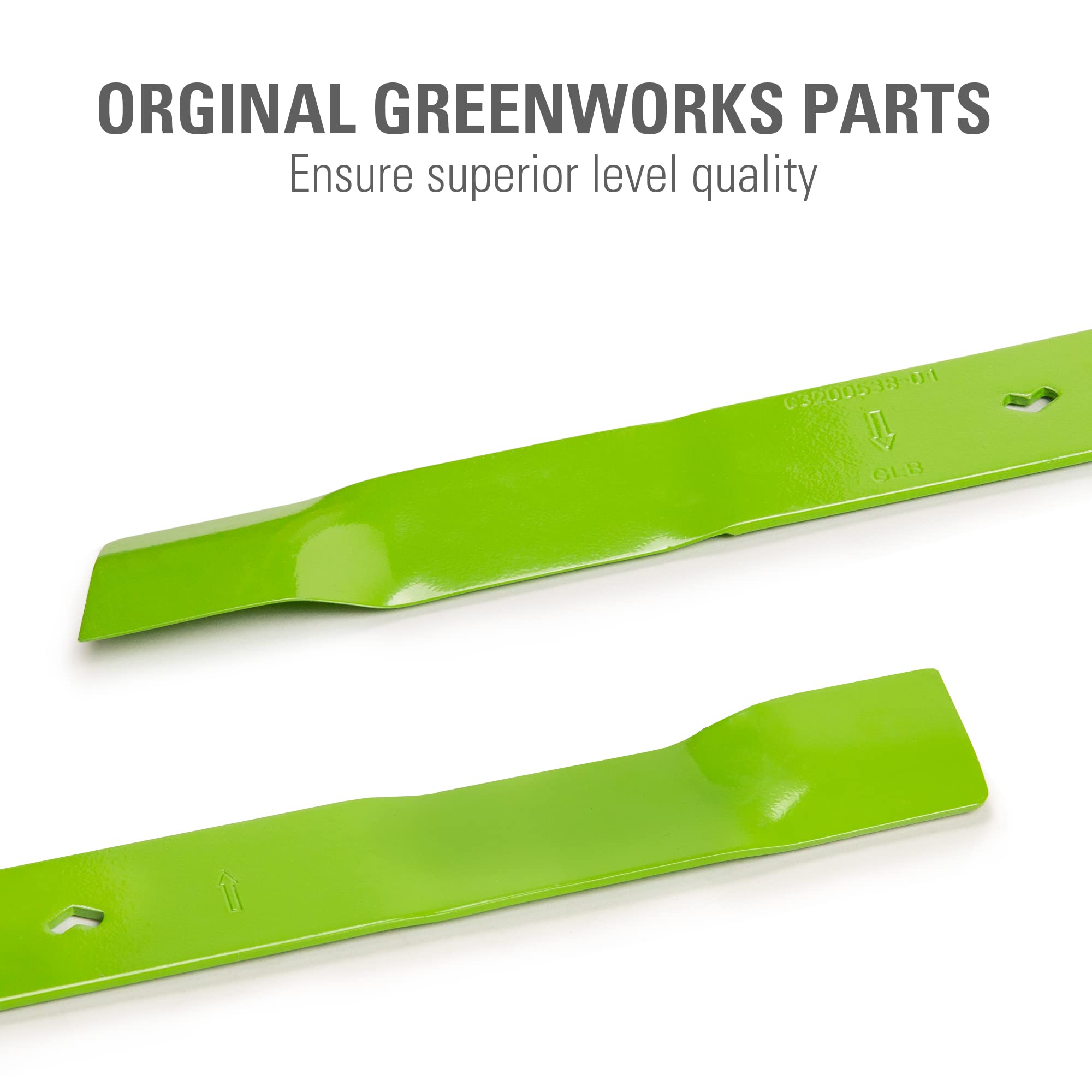 Greenworks cuchilla etiqueta de marca y especificaciones que garantiza compatibilidad