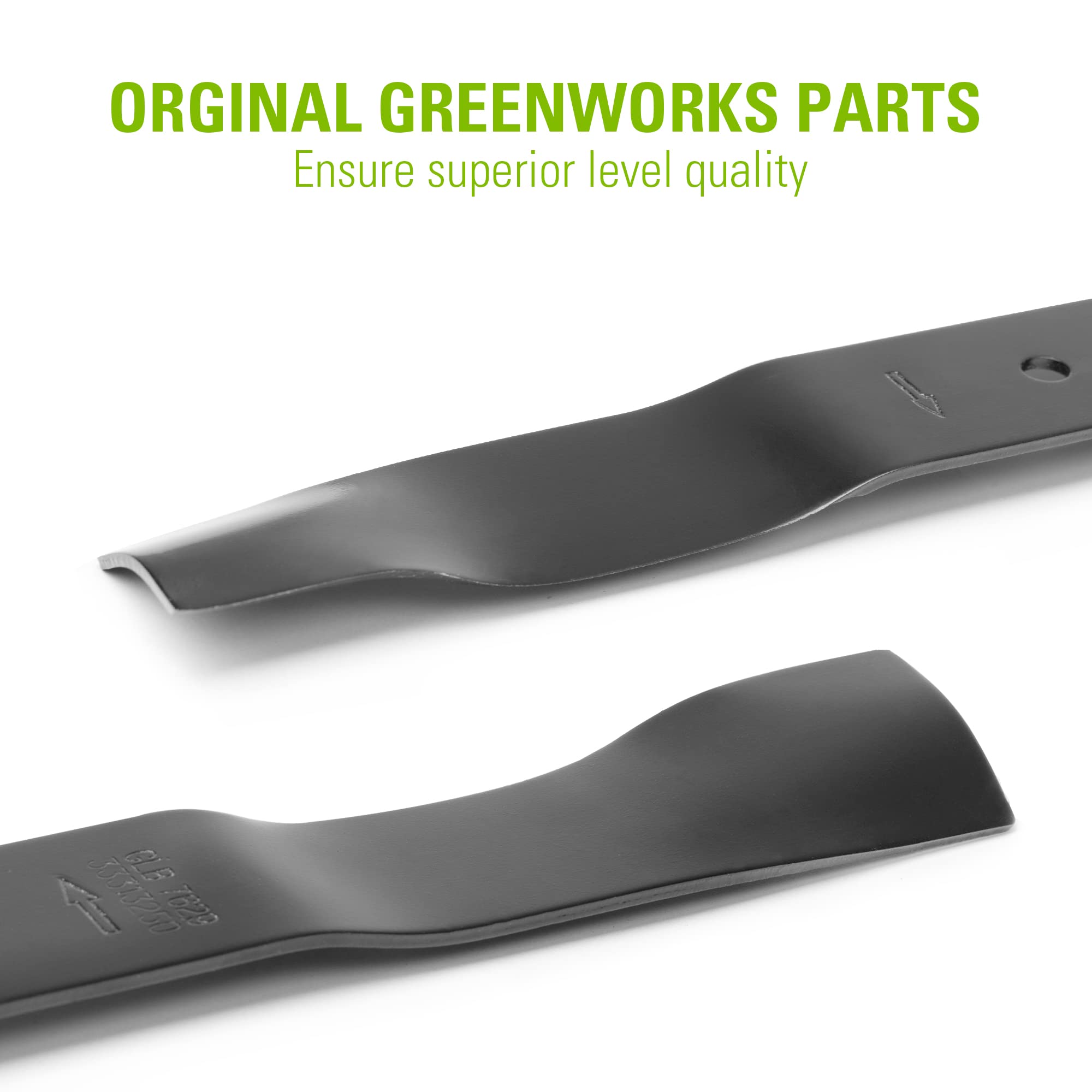 Greenworks cuchilla primer plano del filo que ofrece corte limpio
