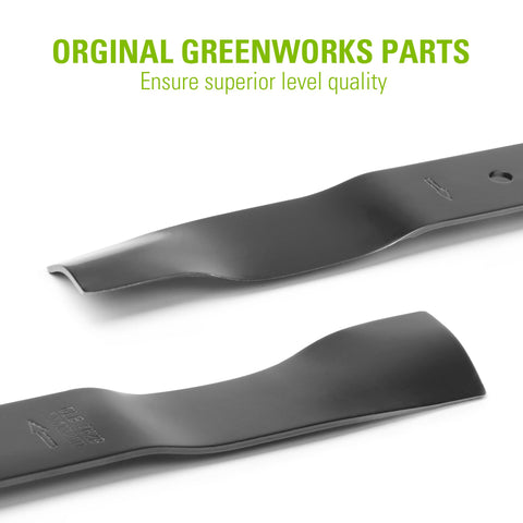 Greenworks cuchilla primer plano del filo que ofrece corte limpio
