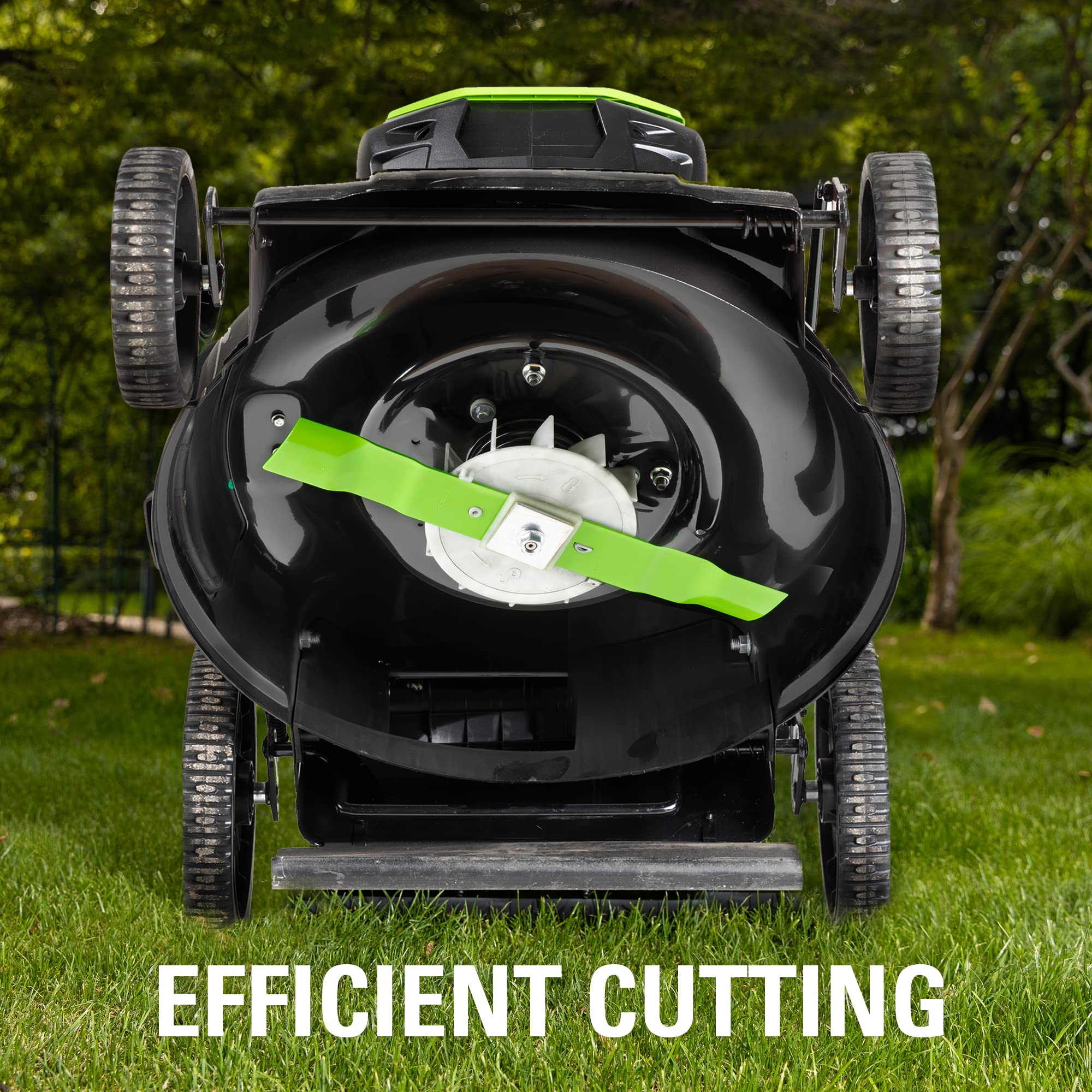 Greenworks superficie de acero tratado para mayor durabilidad del filo