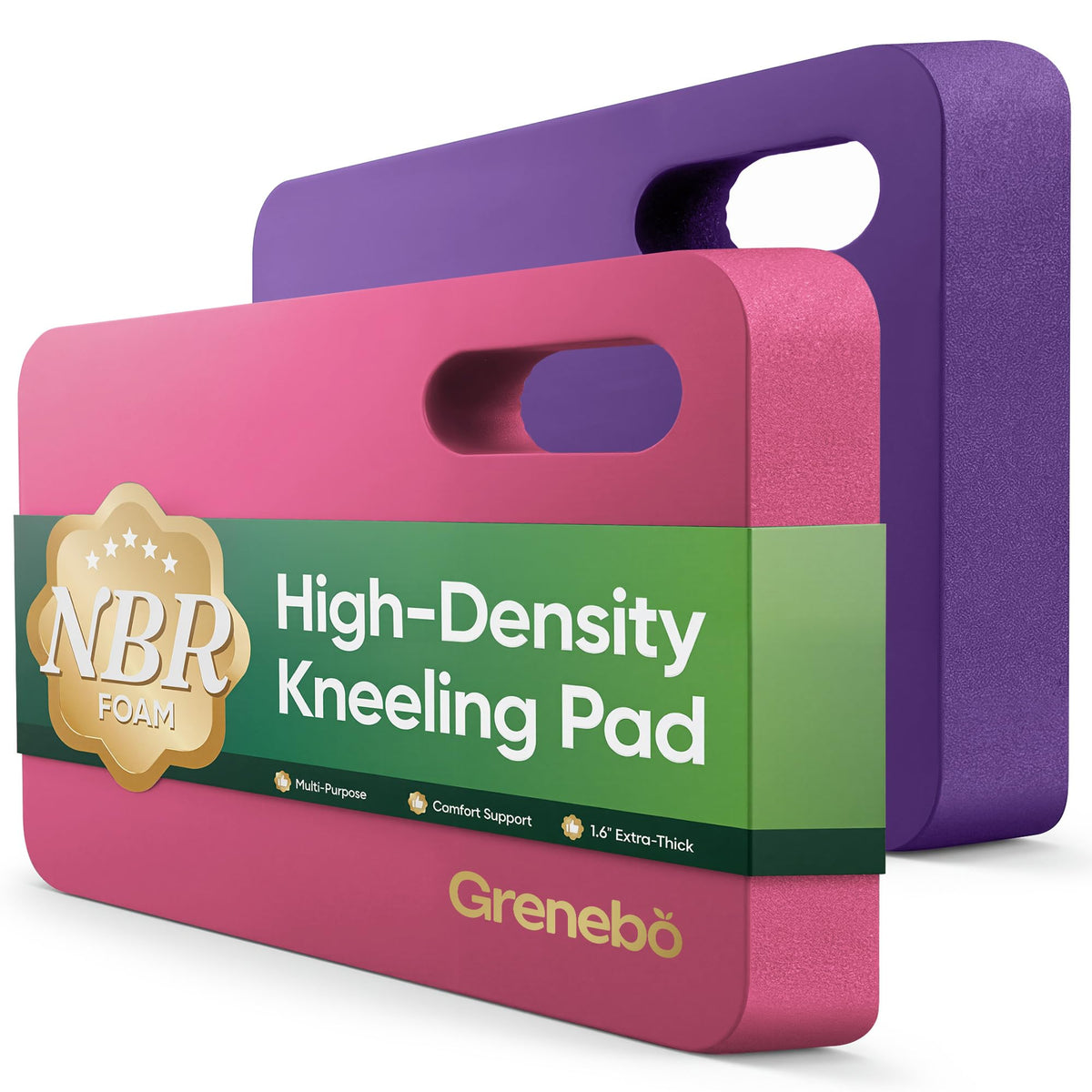Grenebo vista frontal del pack rosa y morado mostrando acolchado y colores