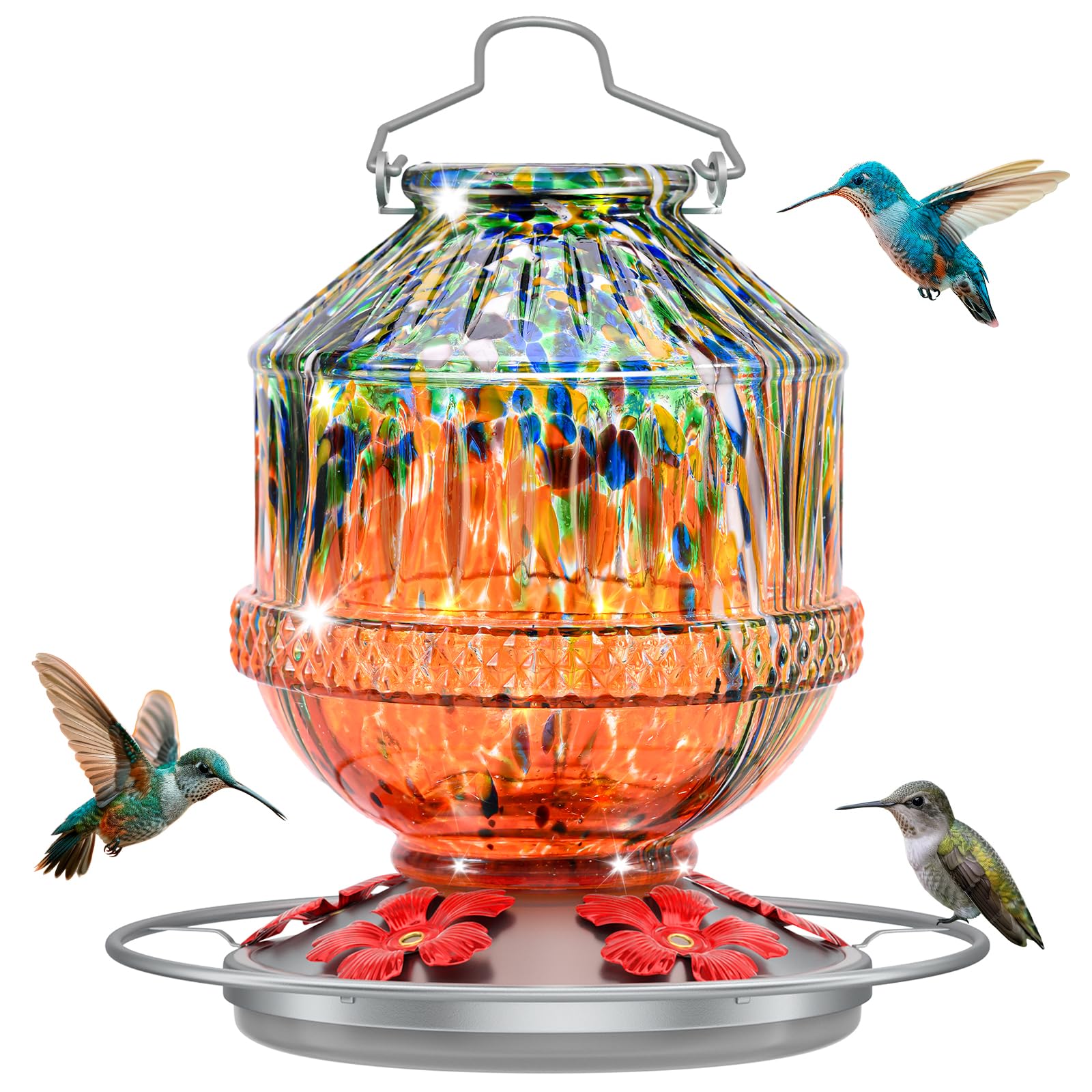 Grete Gotye bebedero frontal naranja atrae colibríes y decora jardín