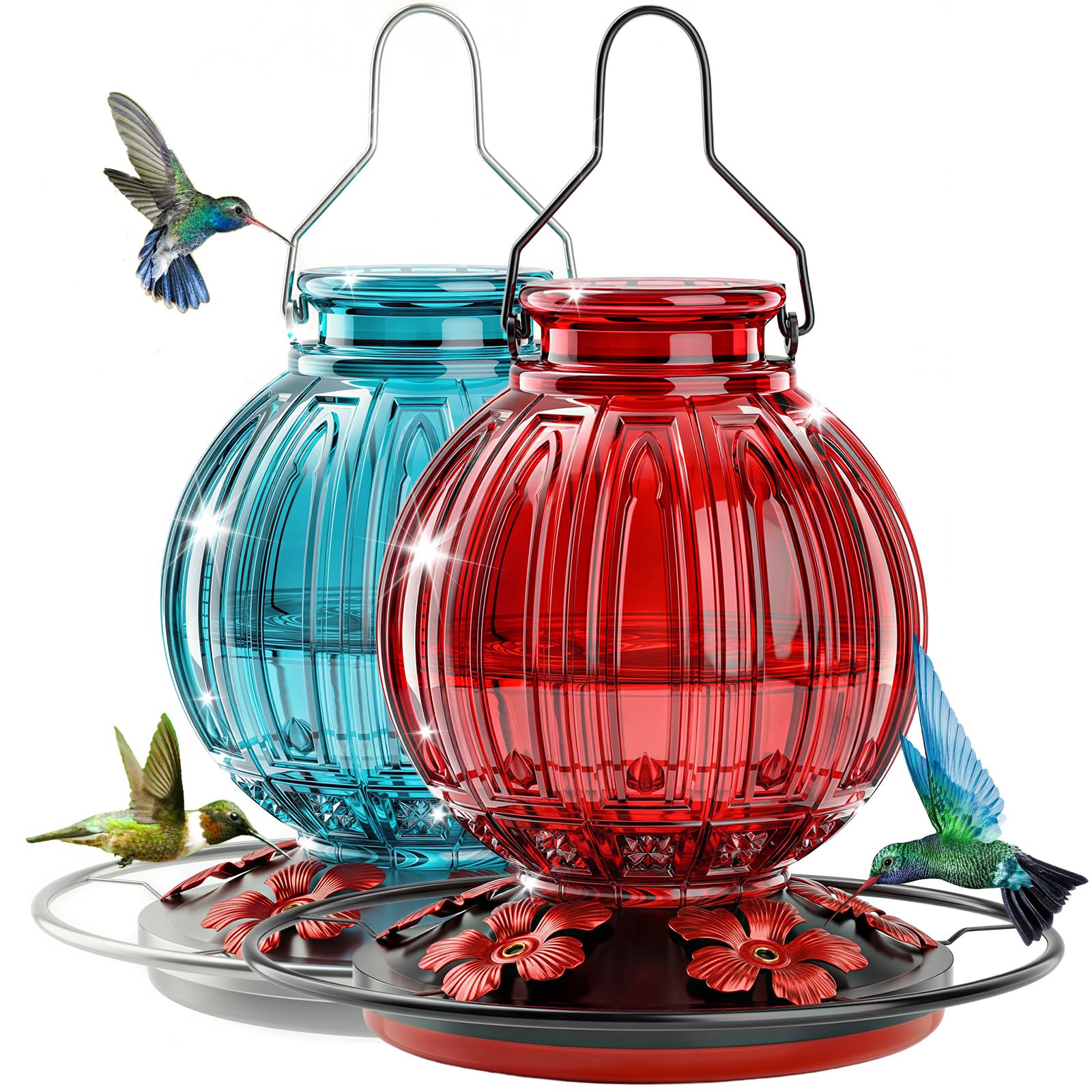 Grete Gotye comedero frontal rojo y azul mostrando diseño decorativo