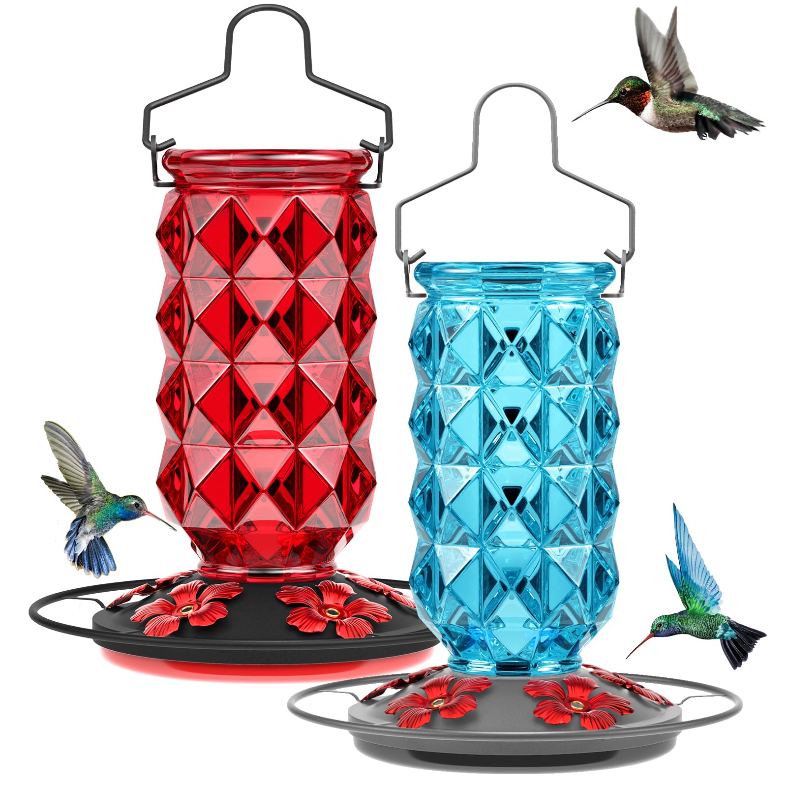 Grete Gotye comedero frontal mostrando diseño y colores vivos para atraer colibríes