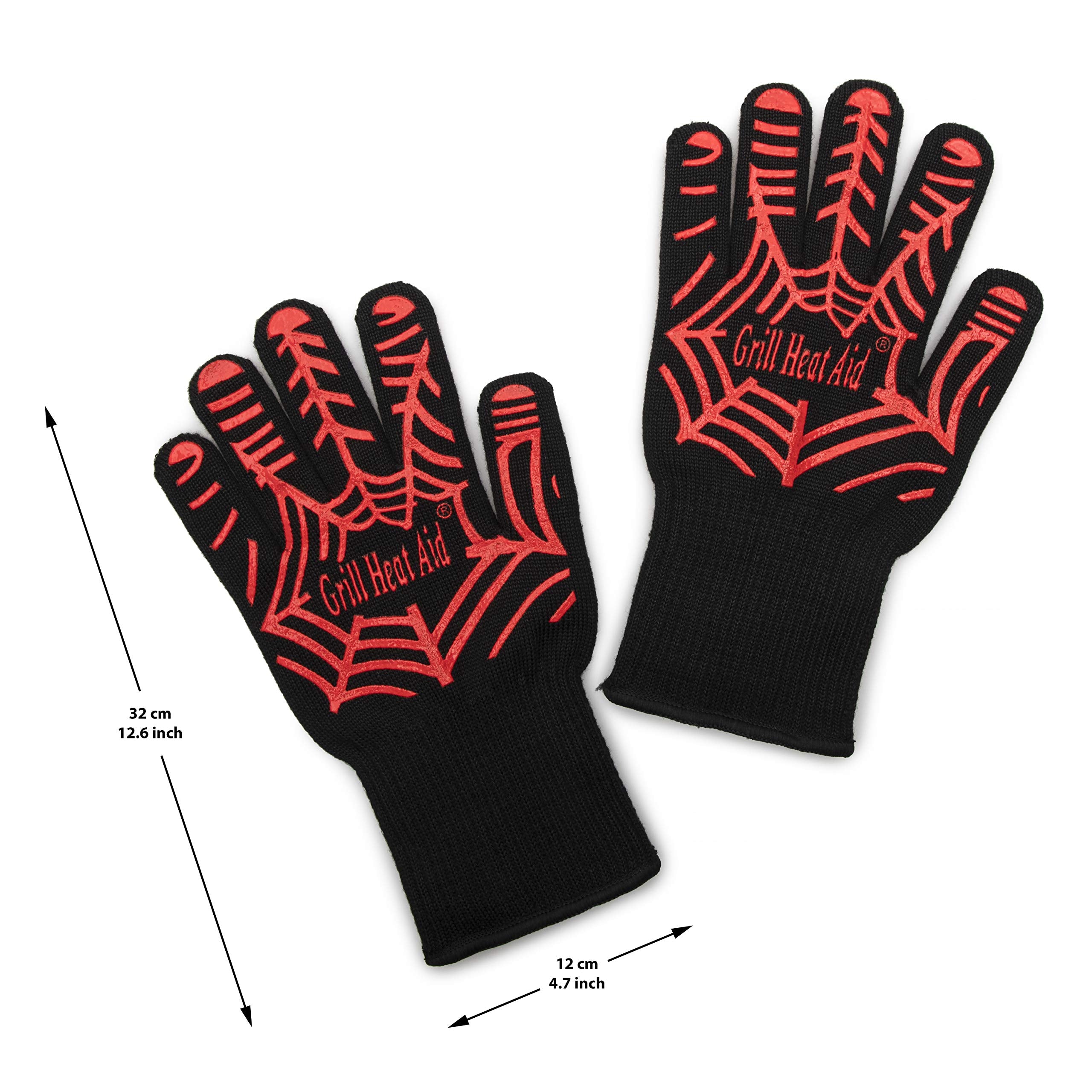 GRILL HEAT AID guantes en uso manipulando parrilla con control