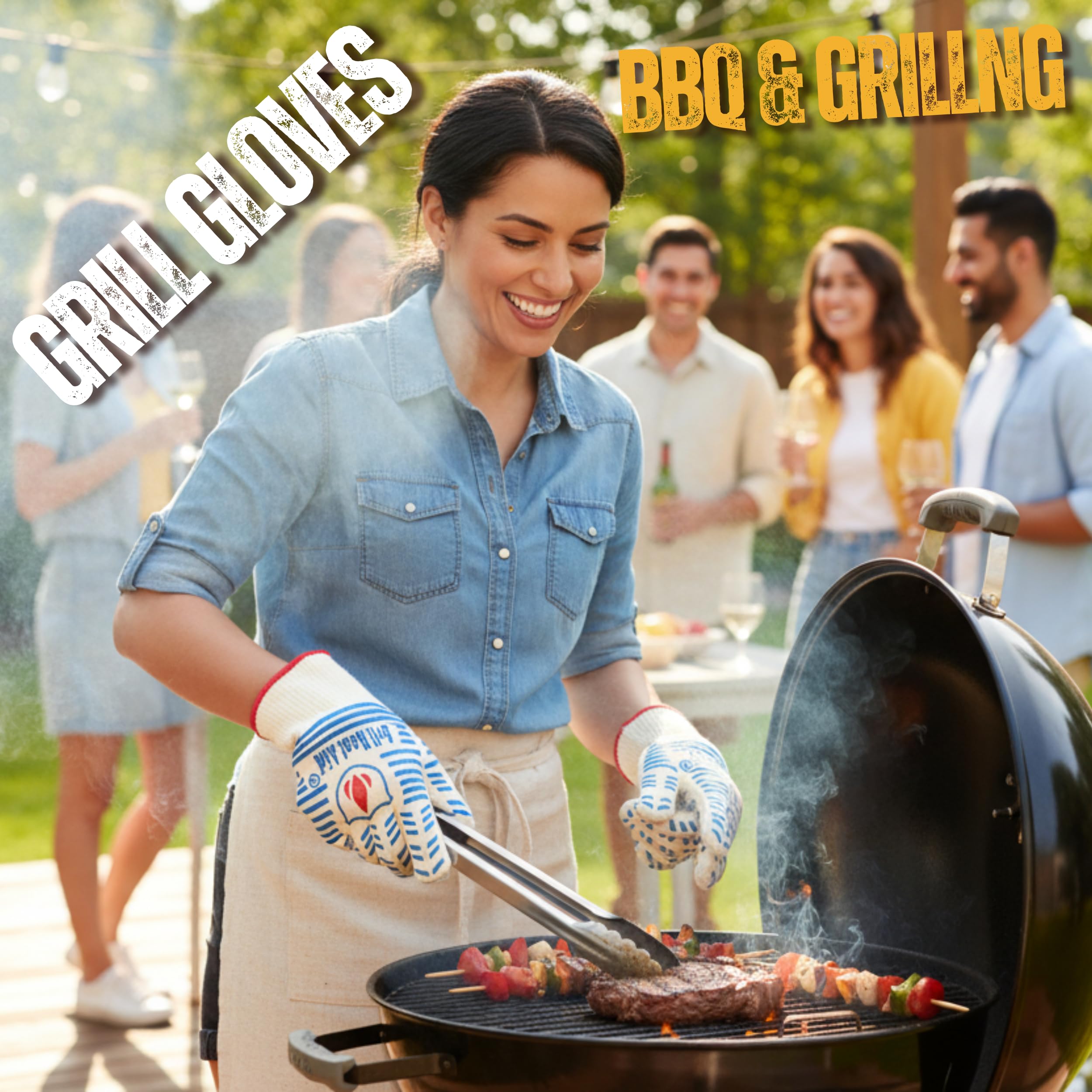 Grill Heat Aid textura de palma con silicona antideslizante para agarre seguro