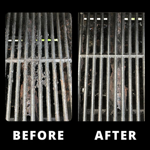 Grill Rescue comparación de tamaño junto a mano para referencia y facilidad de uso