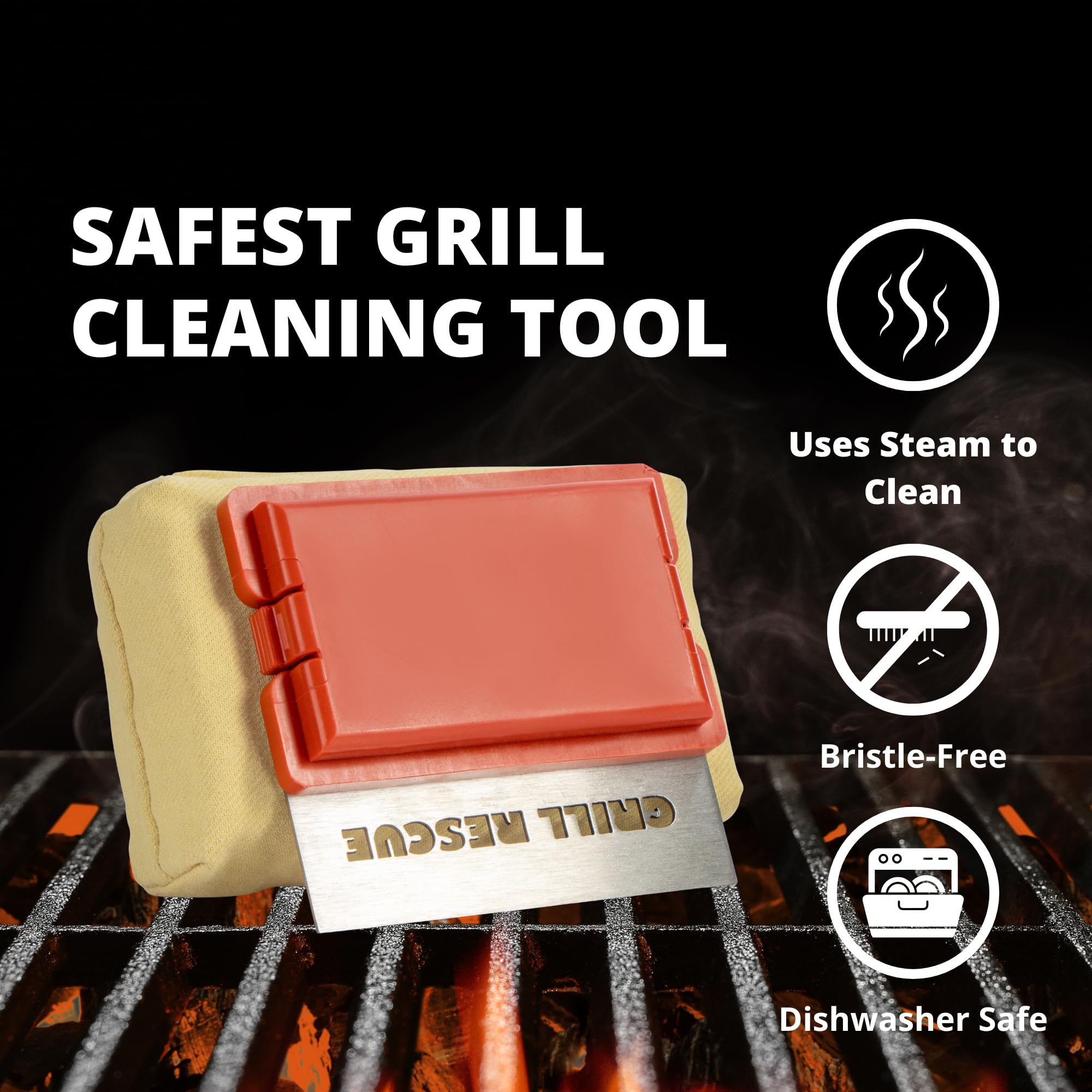 Grill Rescue primer plano de fibra aramida resistente al calor para limpieza eficaz