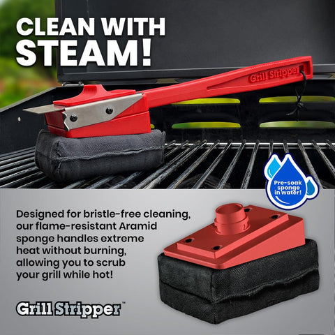Grill Stripper empaque y etiqueta mostrando especificaciones