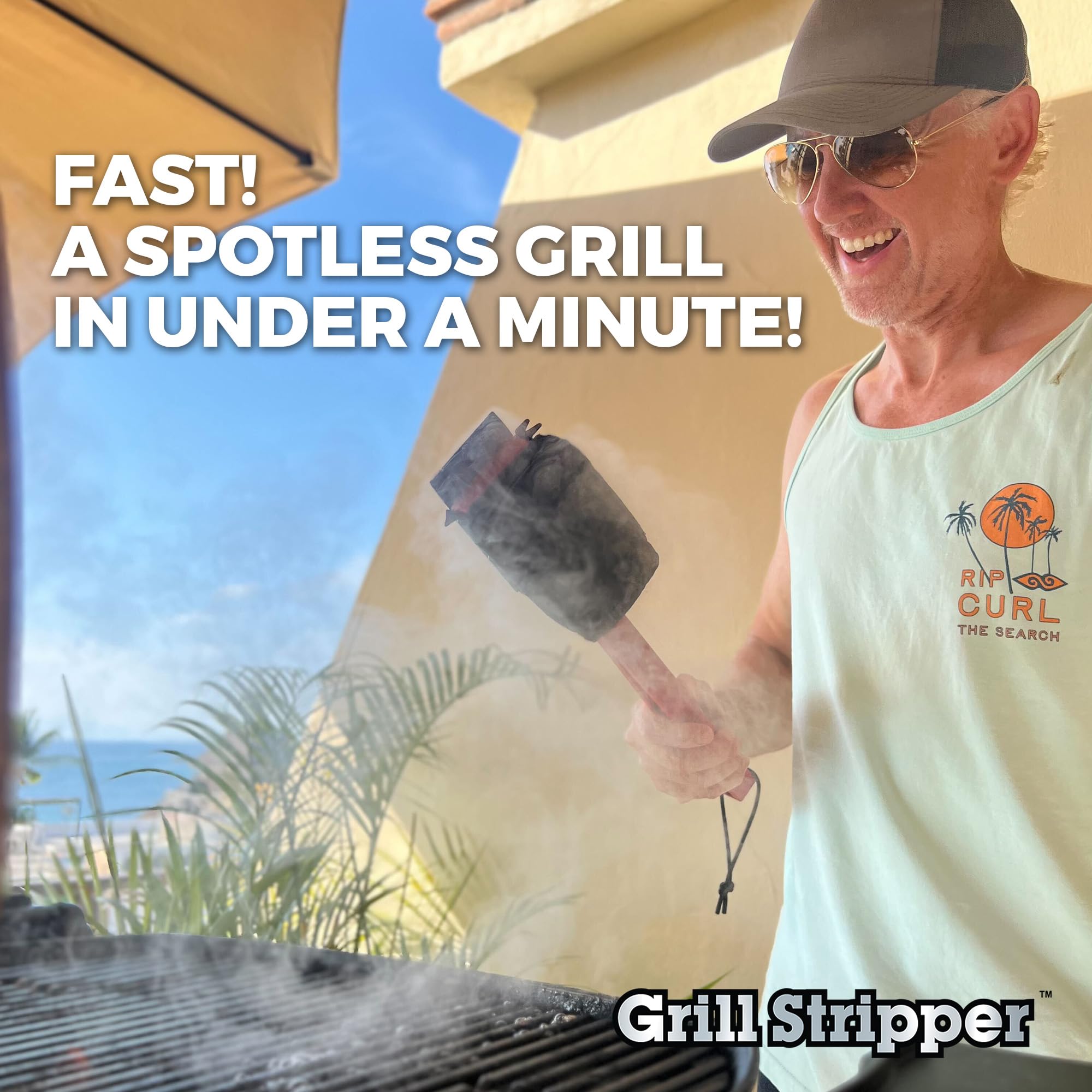 Grill Stripper limpiando rejilla de barbacoa eliminando grasa