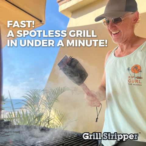 Grill Stripper limpiando rejilla de barbacoa eliminando grasa