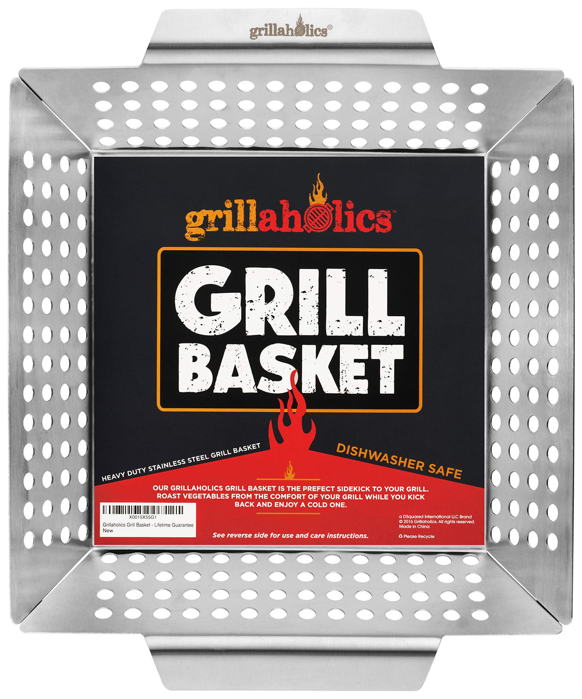 Grillaholics vista frontal de la cesta XL mostrando capacidad y robustez
