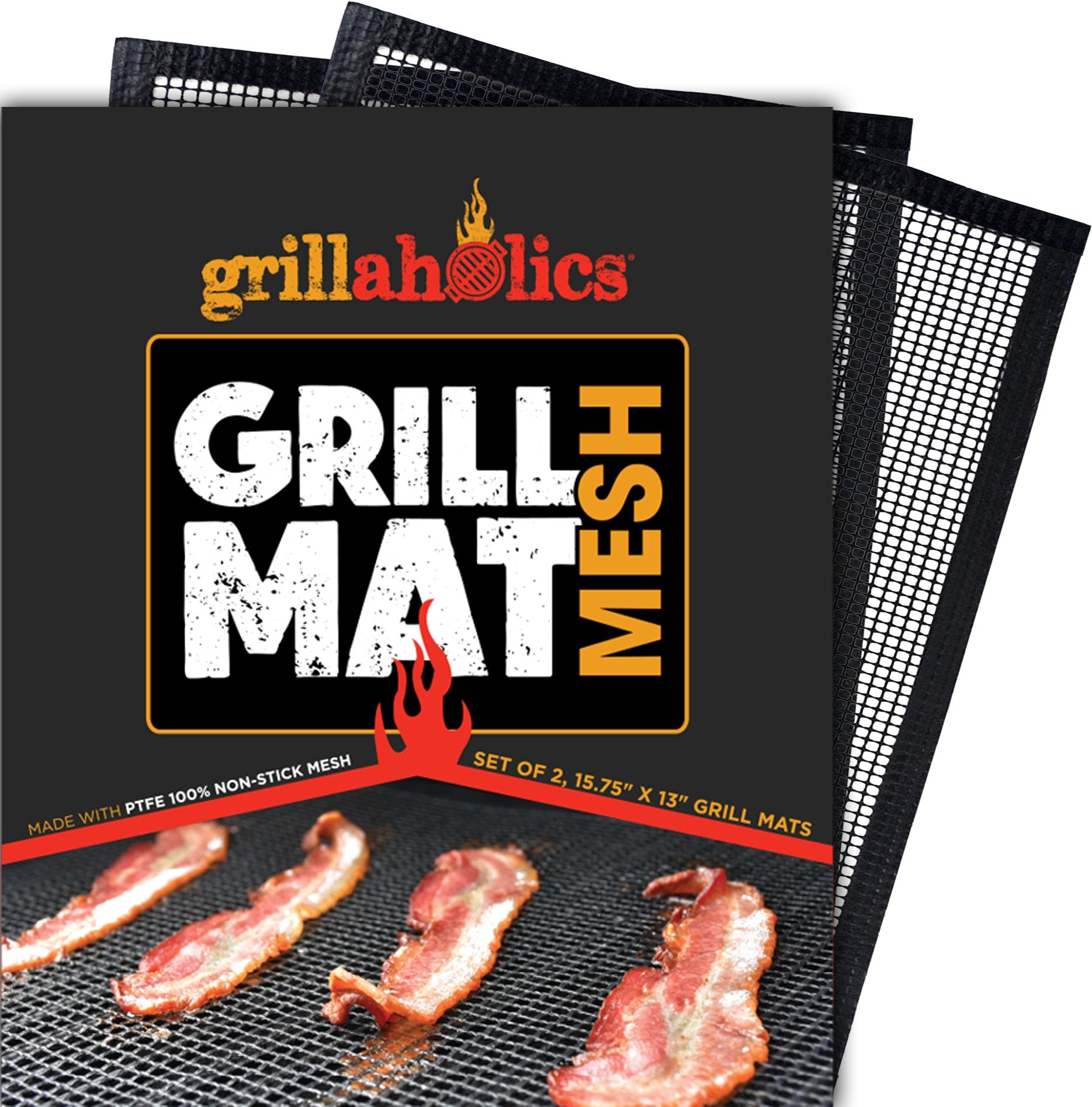 Grillaholics pack frontal mostrando dos tapetes y beneficio antiadherente