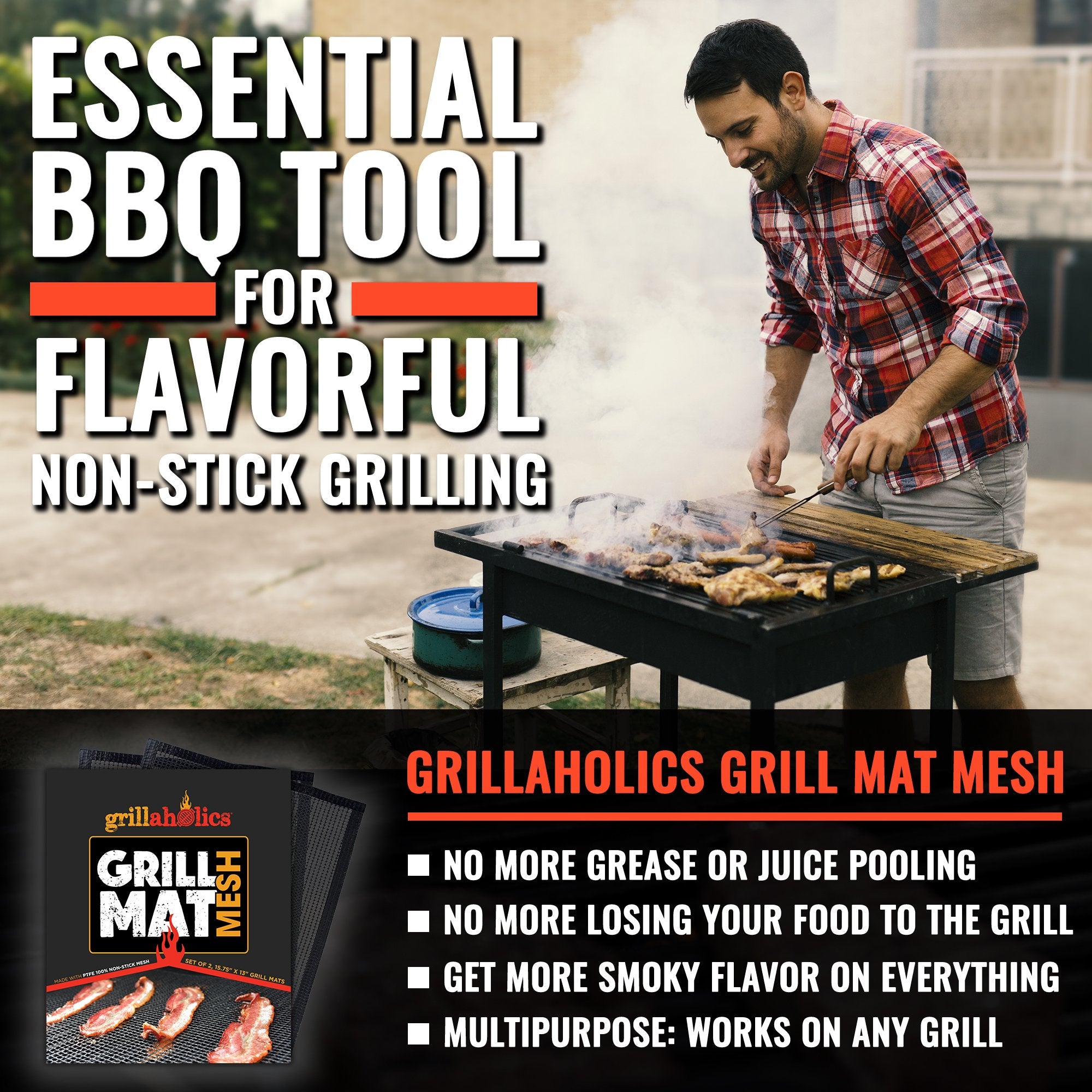 Grillaholics primer plano de la malla que muestra circulación de humo