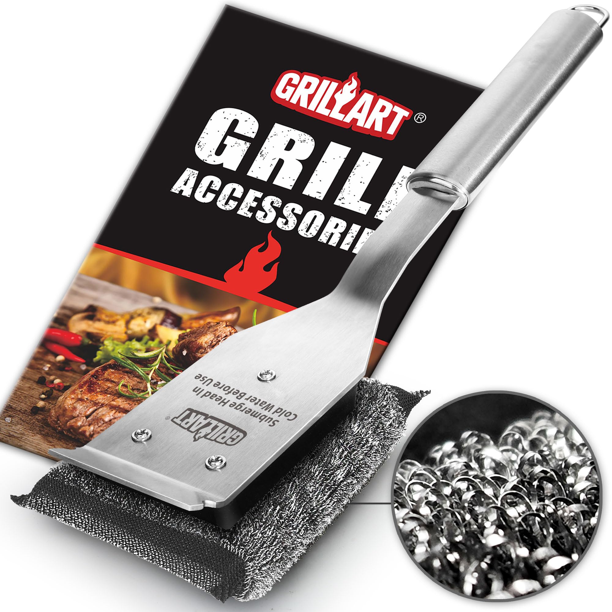 GRILLART cepillo frontal con cabeza sin cerdas, limpieza segura