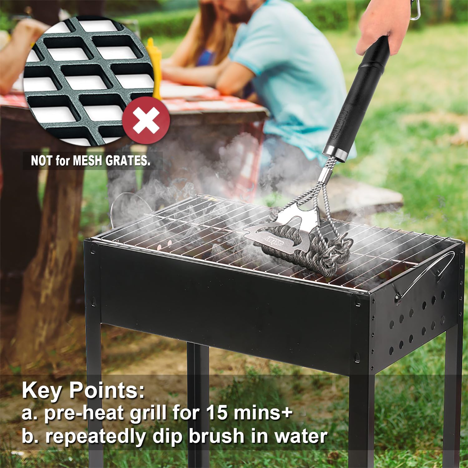 GRILLART comparación de tamaño con mano para referencia de escala