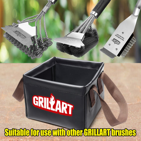 GRILLART cubeta en uso remojando un cabezal para aflojar grasa