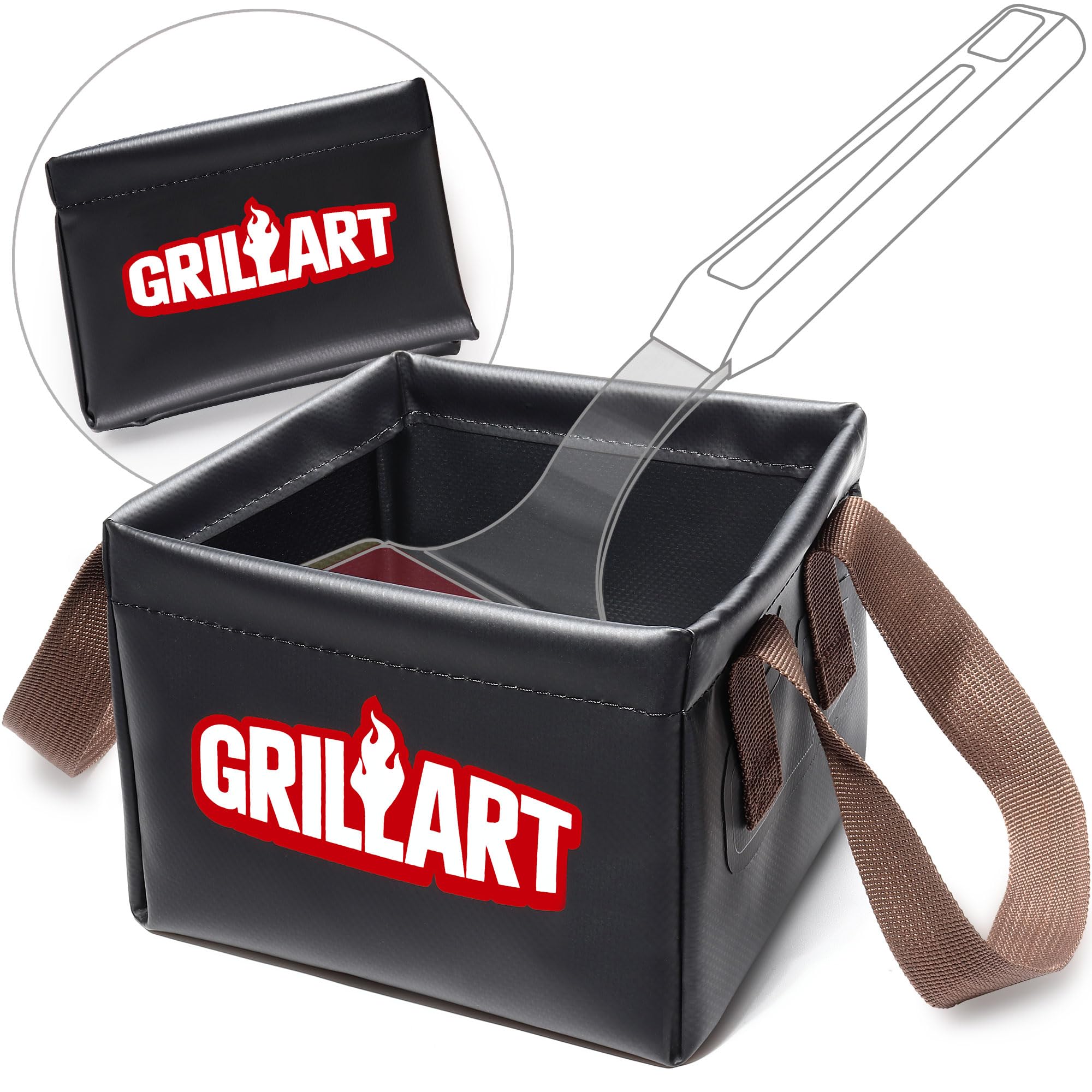 GRILLART cubeta frontal mostrando su forma resistente y anti calor