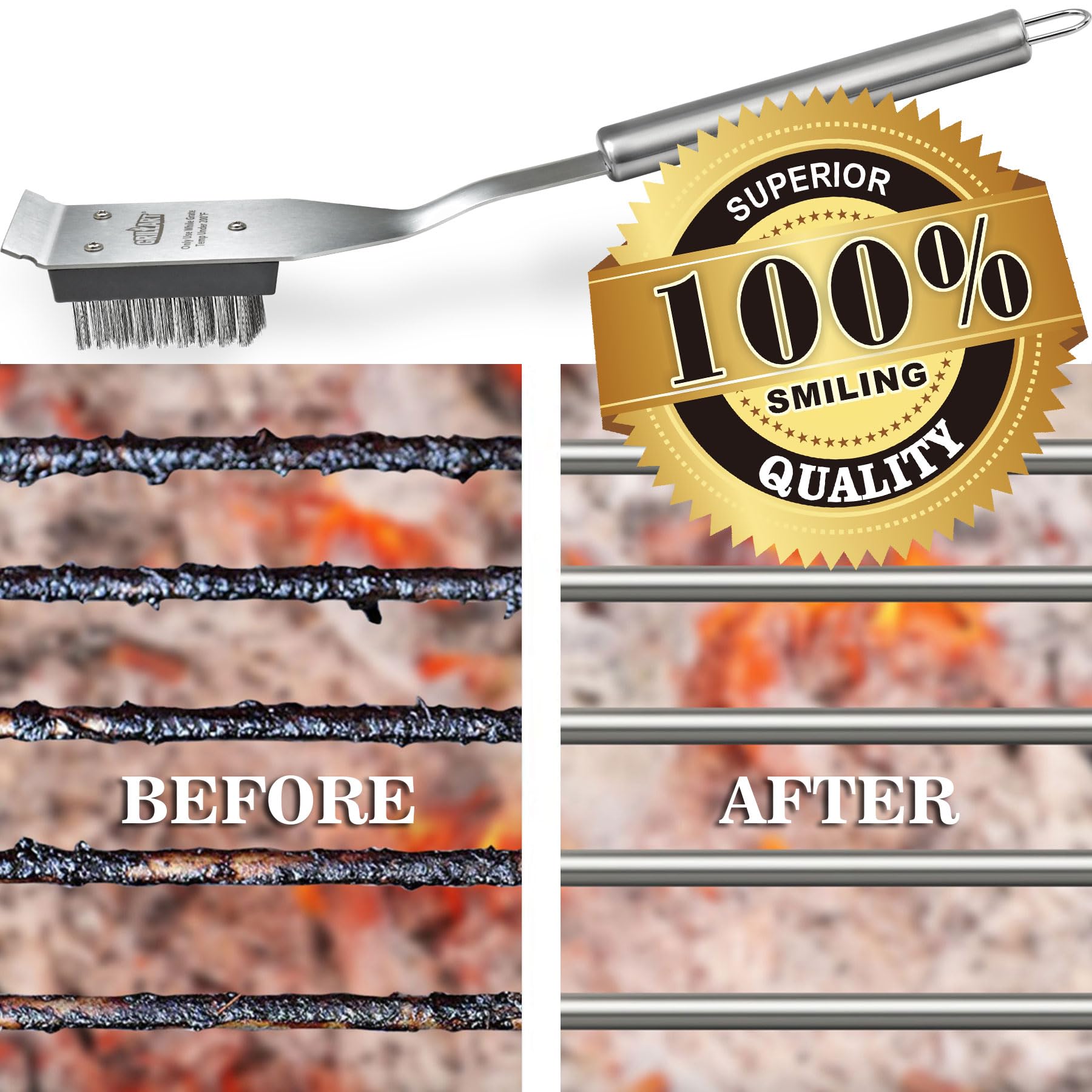 GRILLART cepillo en barbacoa real al aire libre, aspecto profesional y funcional