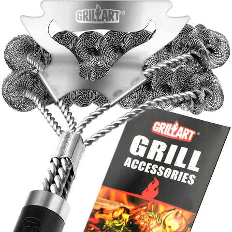 GRILLART cepillo frente del empaque mostrando diseño seguro
