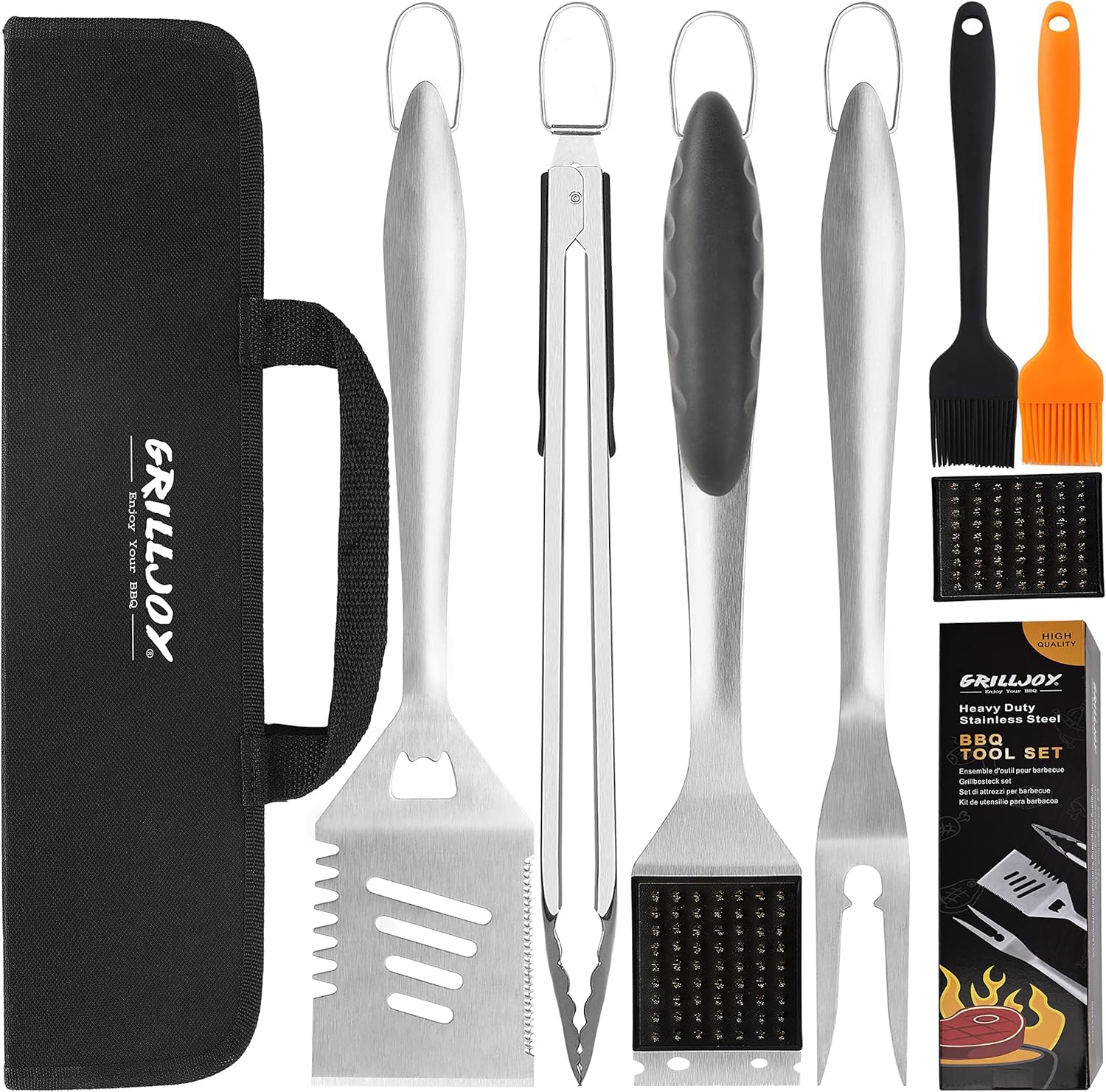 grilljoy set frontal en bolsa mostrando organización y transporte fácil