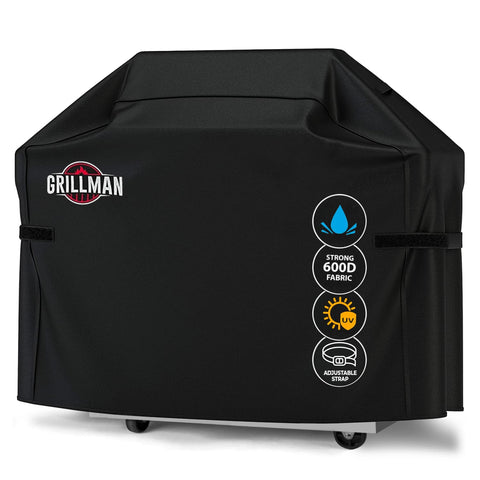 Grillman vista frontal de la funda protegiendo una parrilla grande, protección completa