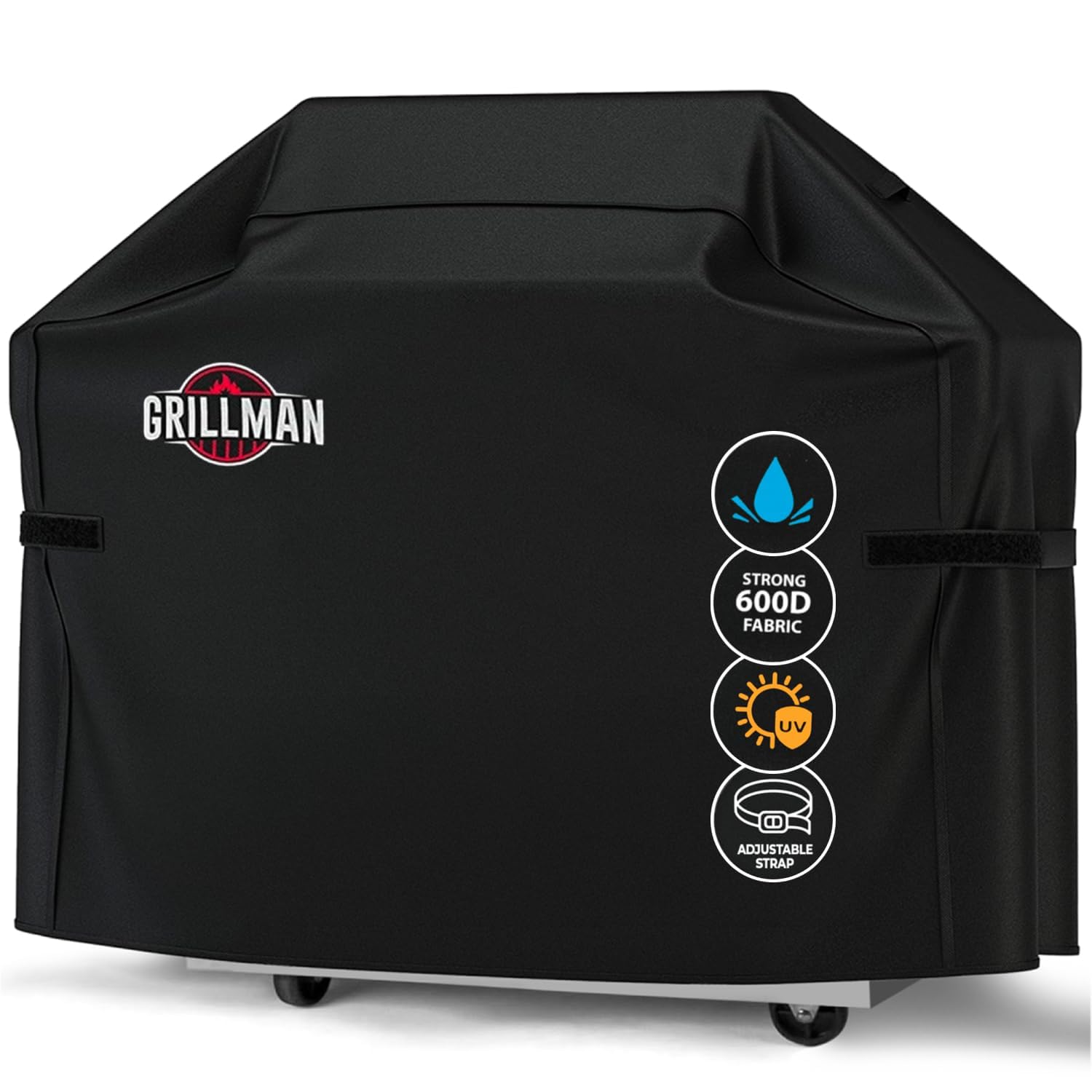 Grillman cubierta frontal negra ajustada que protege la parrilla del exterior