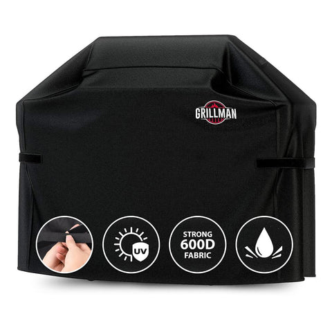Grillman vista frontal de la funda protegiendo parrilla grande ventaja de cobertura completa