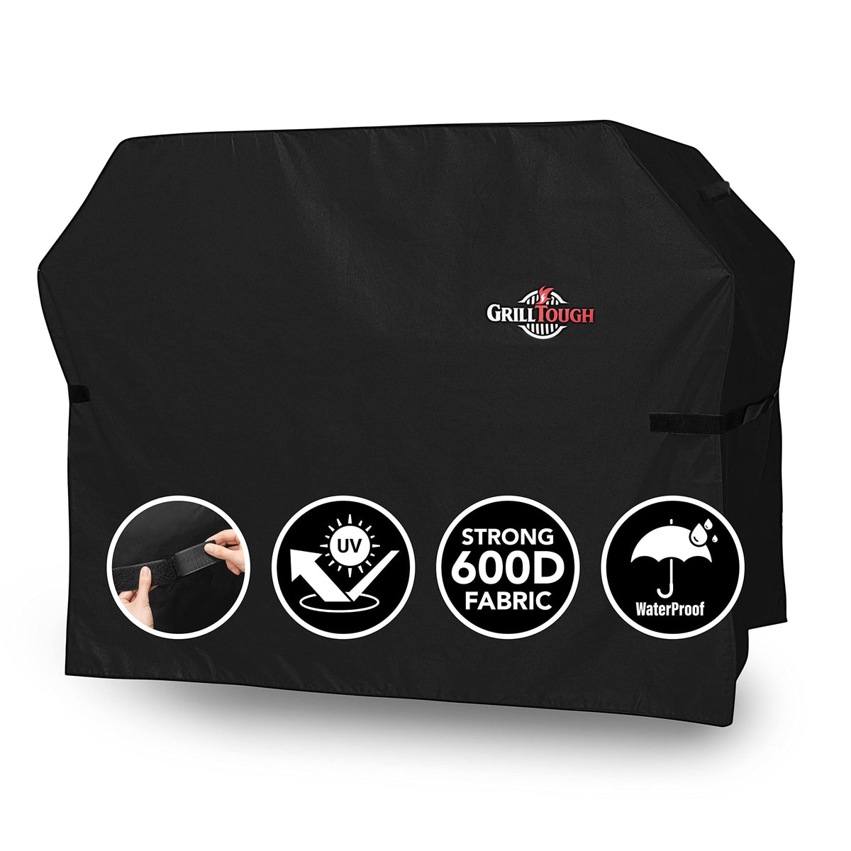 GrillTough vista frontal de la funda 72 pulgadas protegiendo parrilla