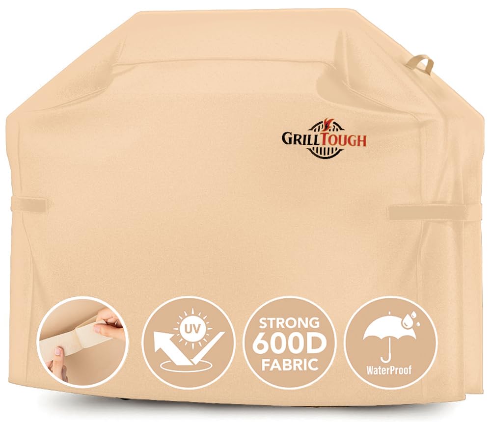 GrillTough funda frontal 58 pulgadas protegiendo parrilla contra lluvia
