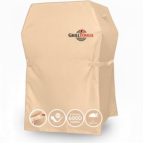 GrillTough funda frontal 30 in tan protegiendo parrilla exterior