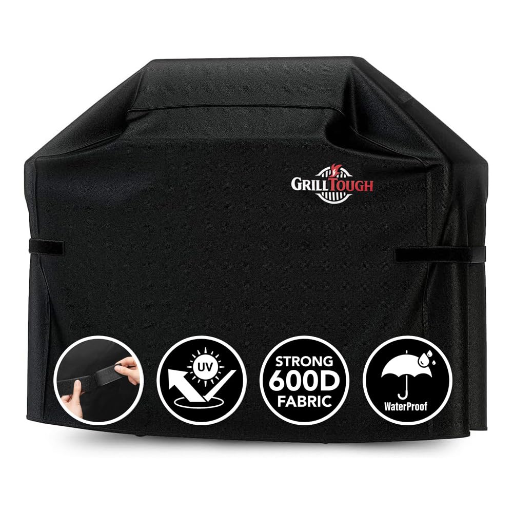 GrillTough vista frontal de la funda de 64 pulgadas protegiendo parrilla