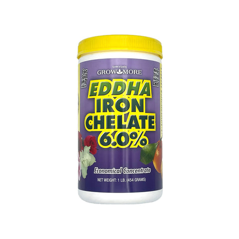 Grow More imagen del empaque frontal mostrando 1 lb y uso en suelos alcalinos