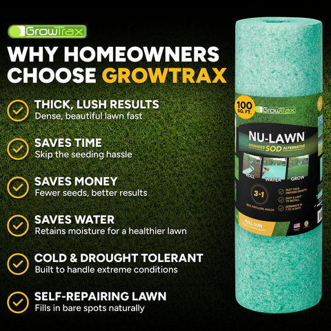 GROWTRAX césped denso tras establecimiento que mejora apariencia exterior