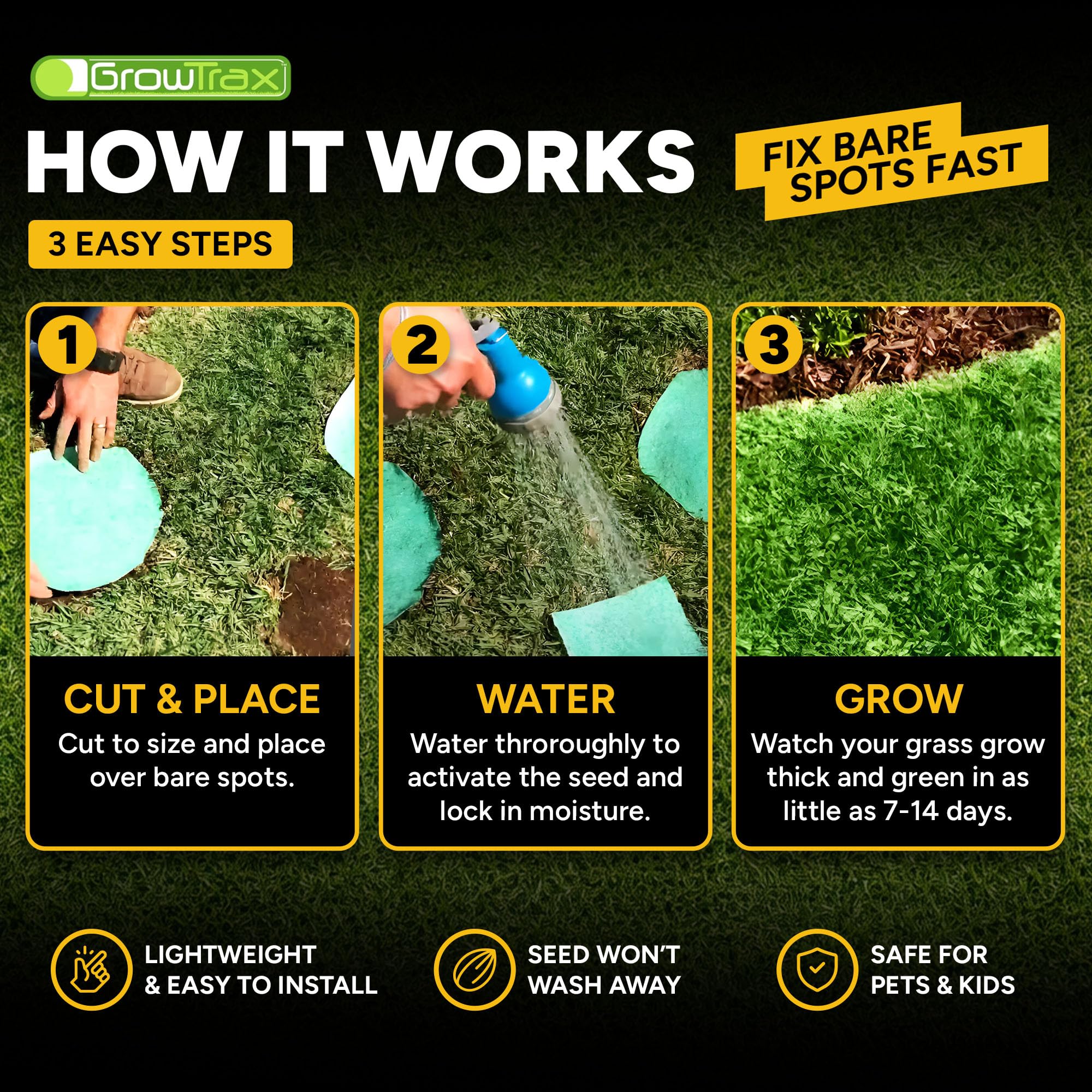 Growtrax comparación de tamaño 50 sq ft para calcular cobertura del área