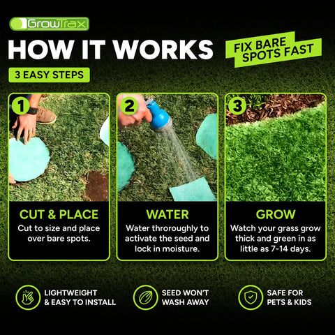 Growtrax semilla y microfertilizante en primer plano para germinación rápida