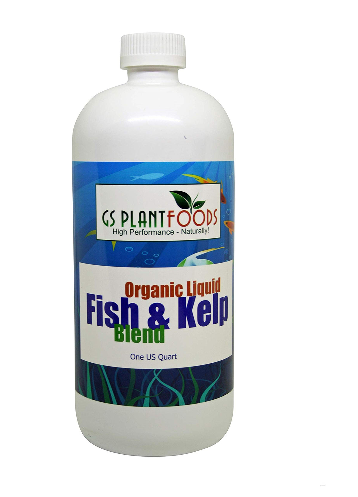 GS Plant Foods etiqueta frontal mostrando ingredientes marinos y uso en huertos