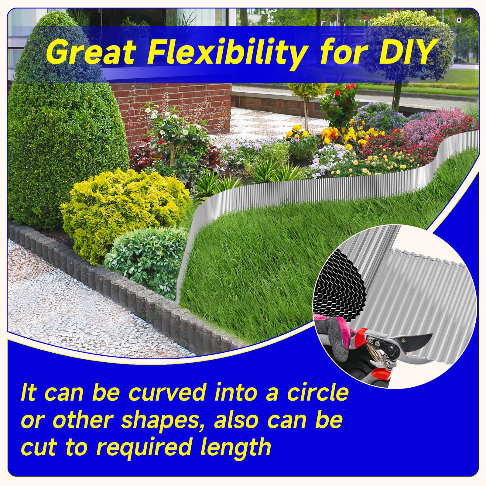 GTSABWAY bordura instalada en parterre conteniendo mulch ordenado