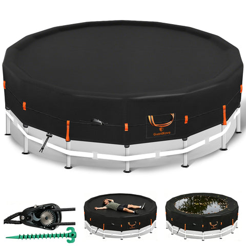 GuardKove cubierta 12ft vista frontal que protege y mantiene agua limpia