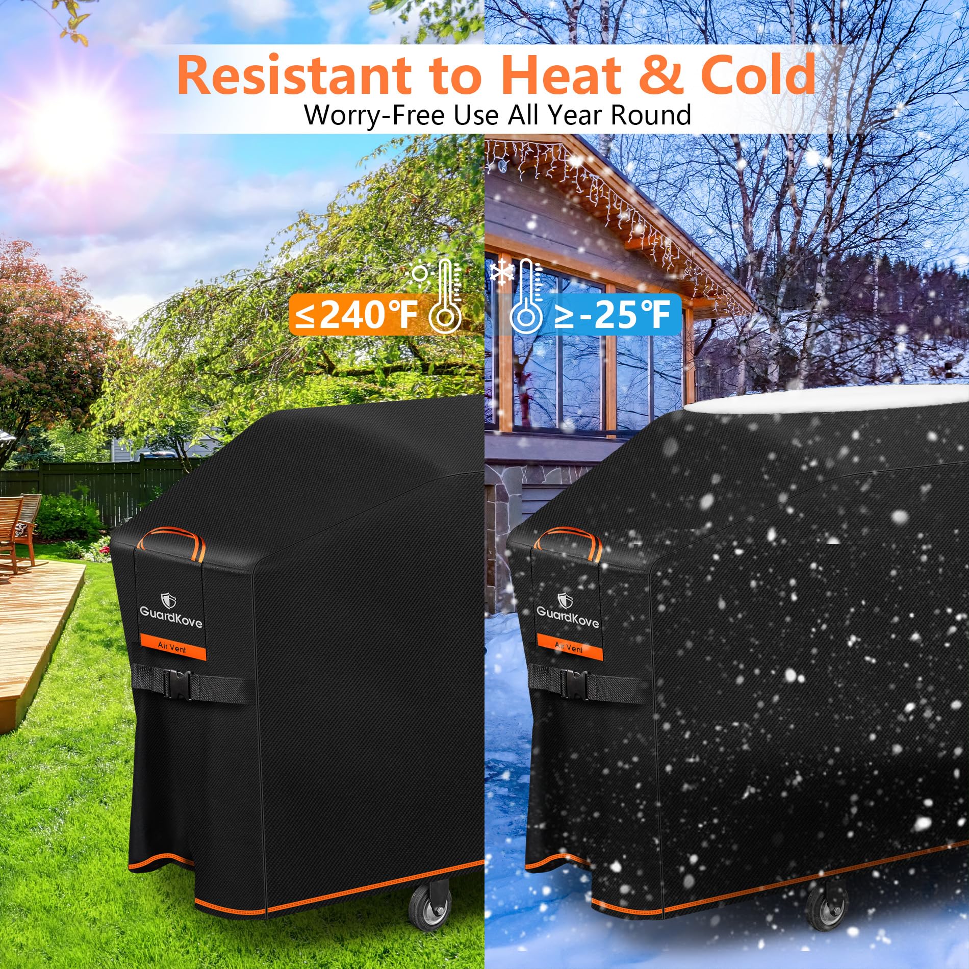 GuardKove diseño negro con acentos naranja, acabado moderno y resistente.