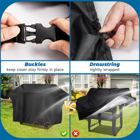 Guisong detalle de correas y hebillas asegurando la funda contra viento