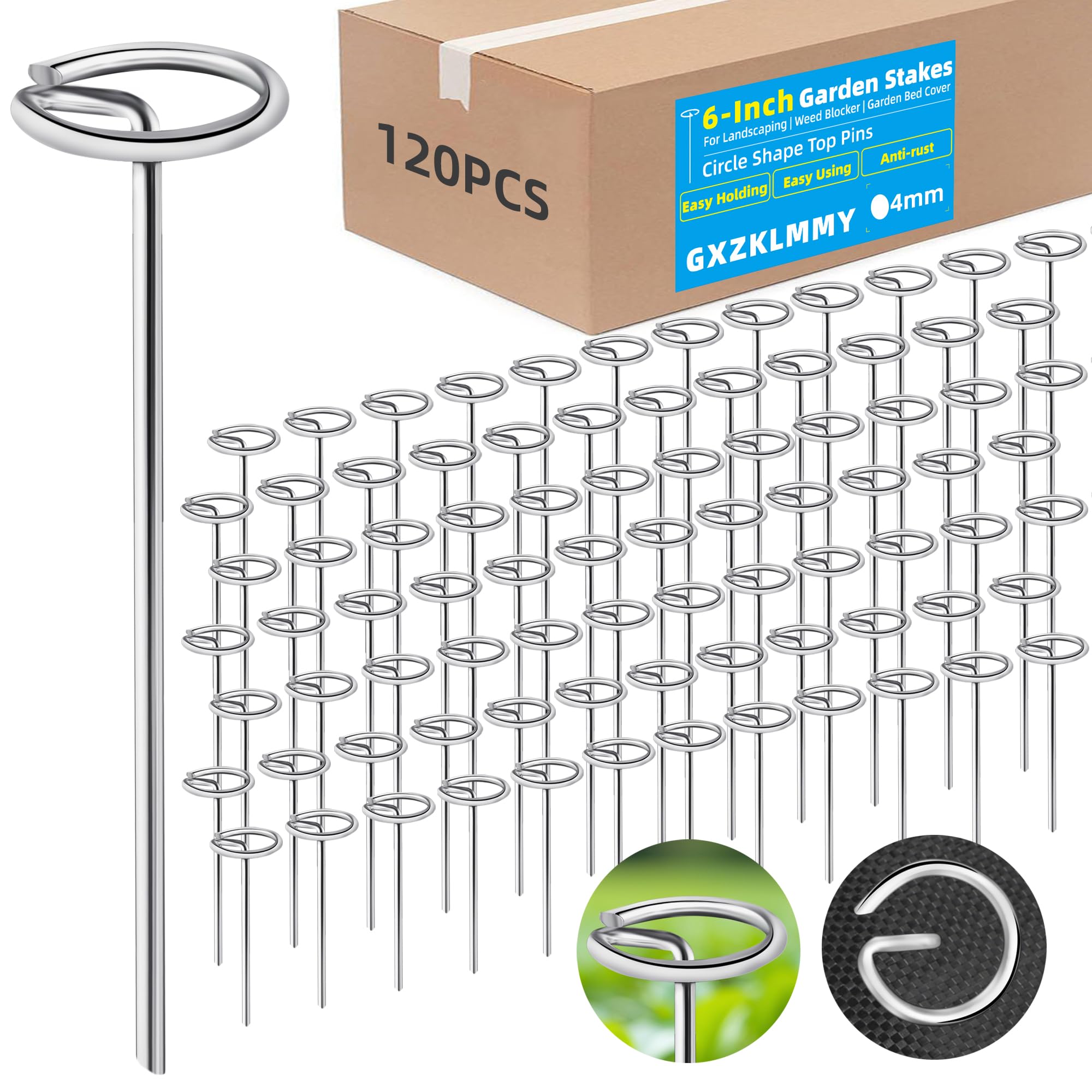 GXZKLMMY paquete frontal de 120 clavijas galvanizadas mostrando cantidad y embalaje