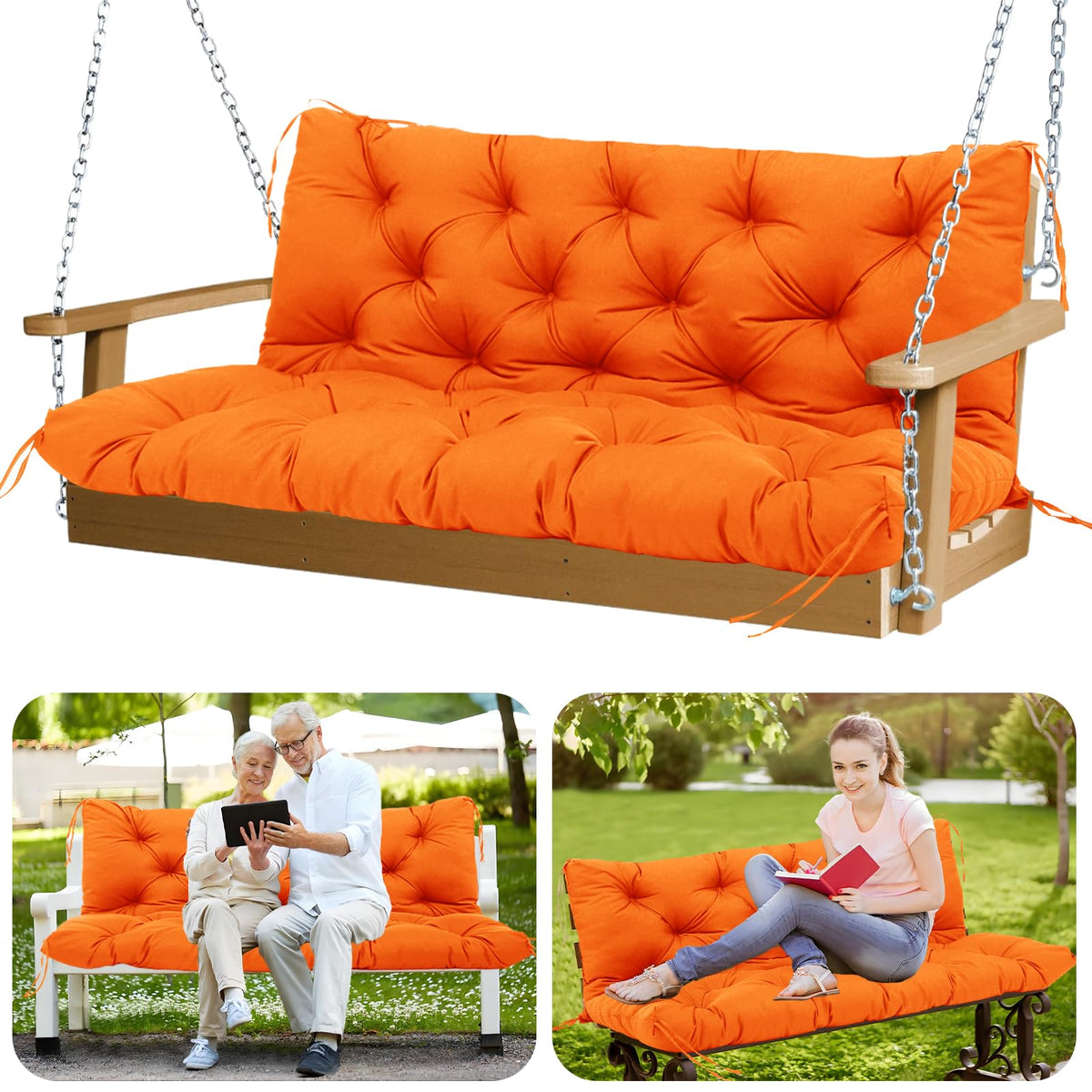 GZXAGZJ cojín columpio frontal naranja mostrando comodidad inmediata