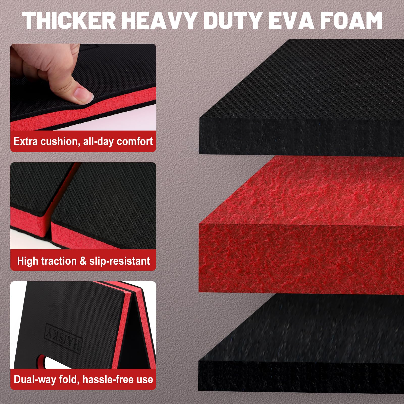HAISKY vista del corte de espuma EVA de 3 capas que ofrece soporte duradero