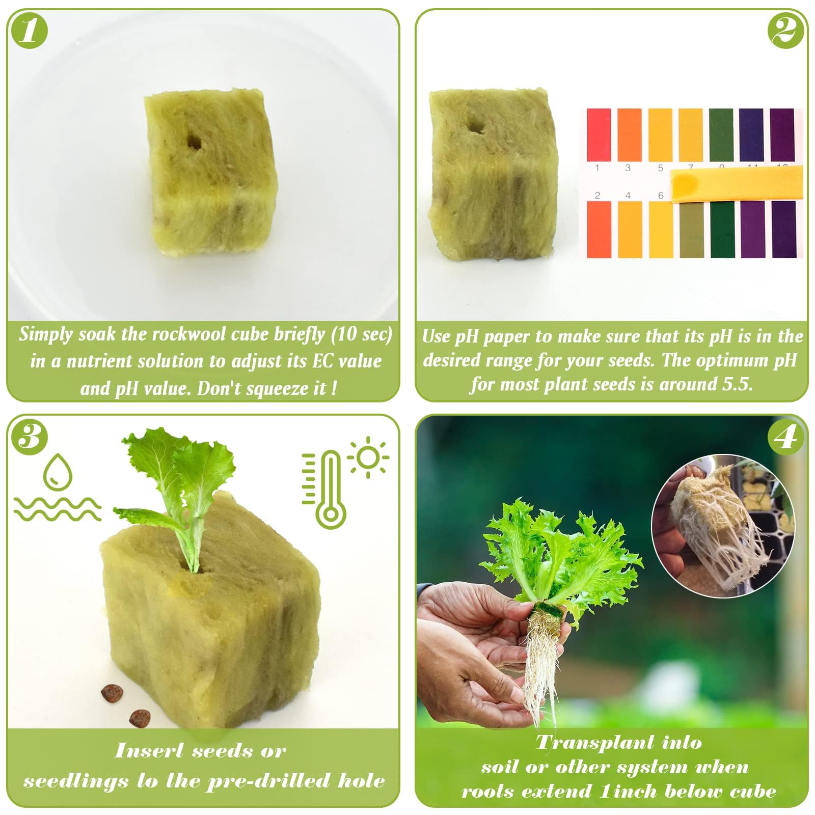 Halatool cubo remojado en solución nutritiva, ajuste rápido de pH