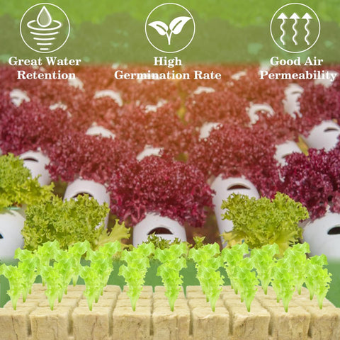 Halatool cubos en uso con semillas germinando, favorecen raíces fuertes