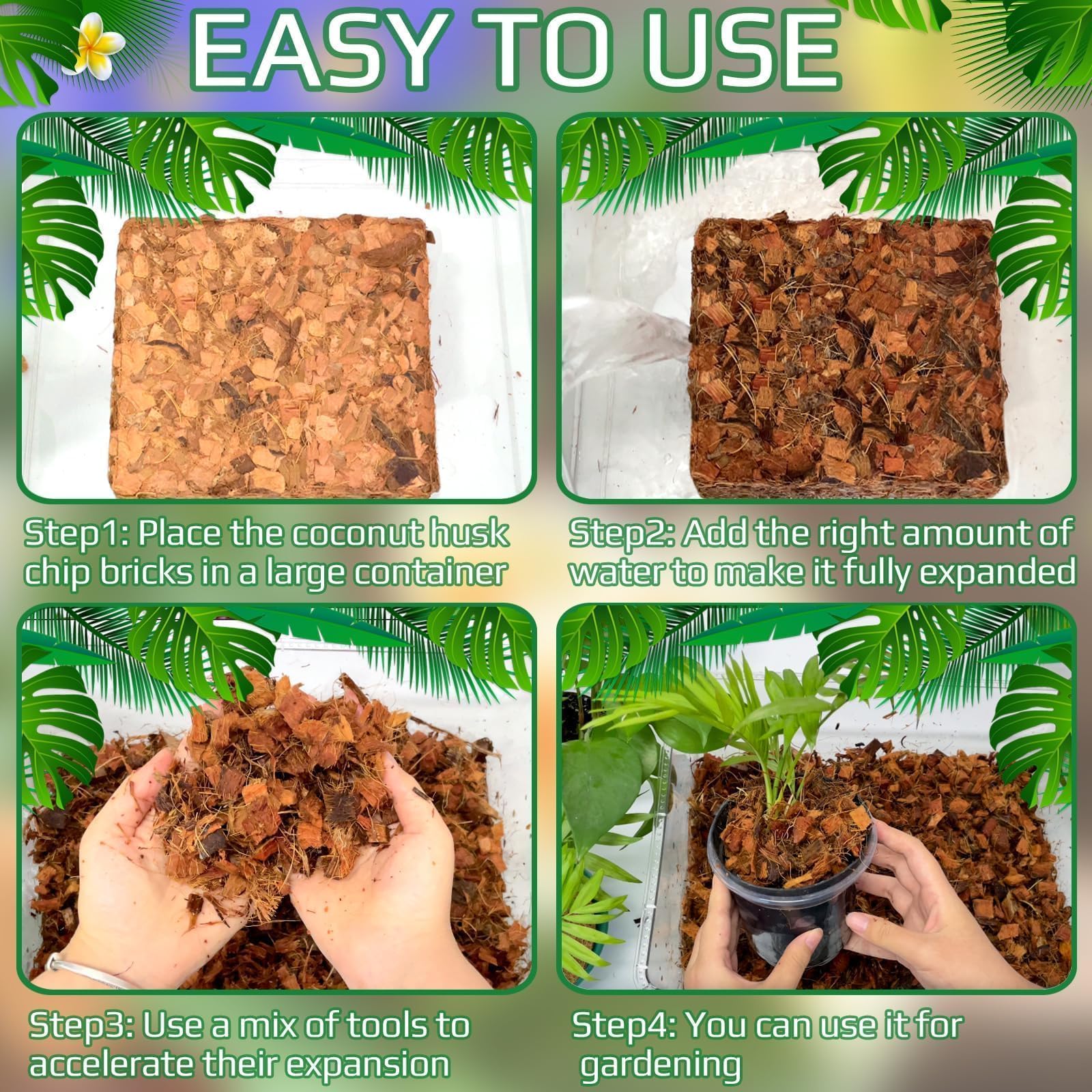 Halatool sustrato de coco usado en terrario con reptil, cama natural confortable